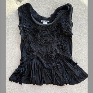 issey miyake 90s vintage black ruffle top